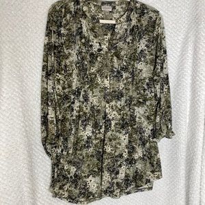 Avenue sheer botanical print top shirt